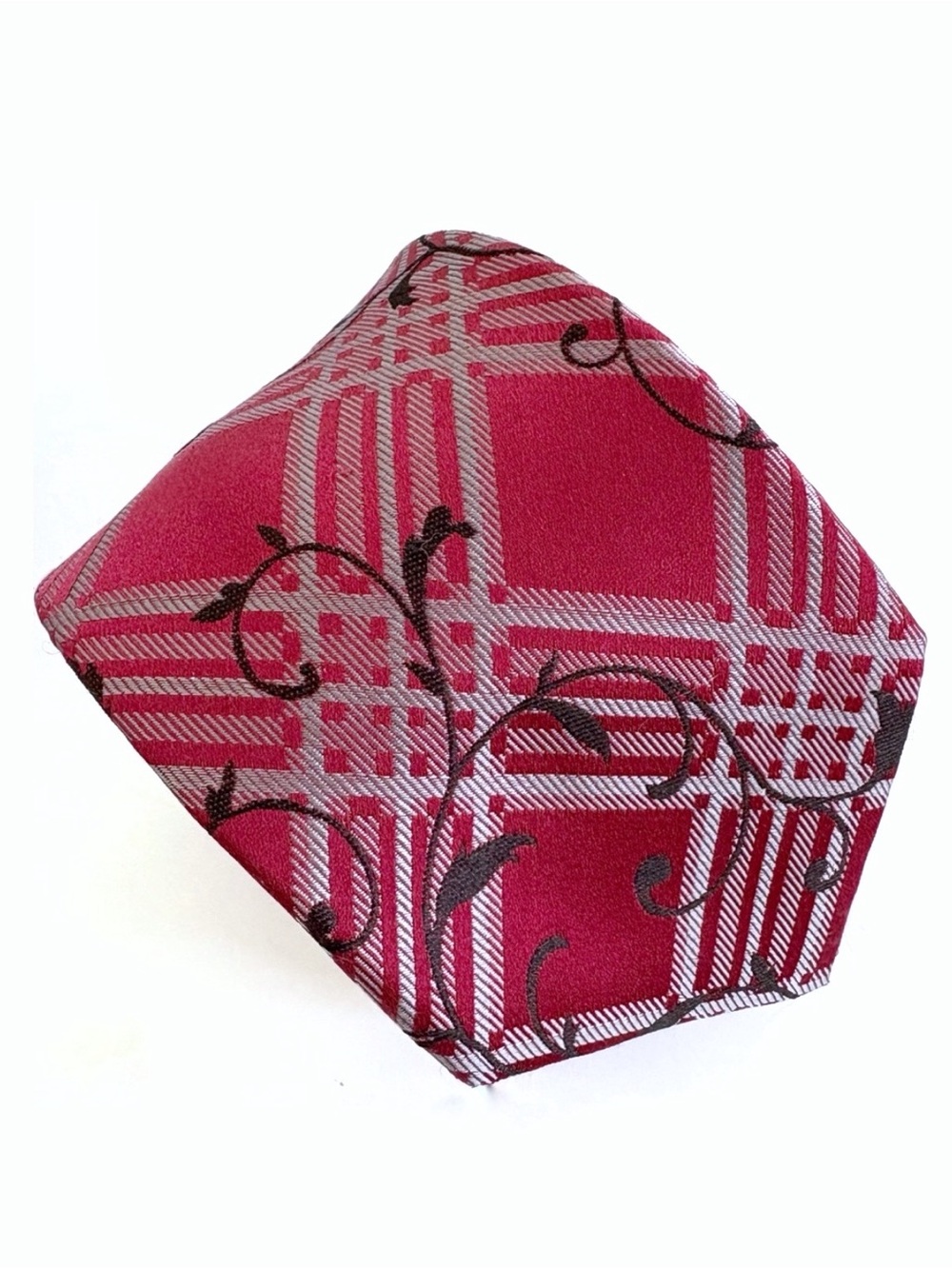 Guy Laroche Paris Burgundy and Black 100% Silk Tie